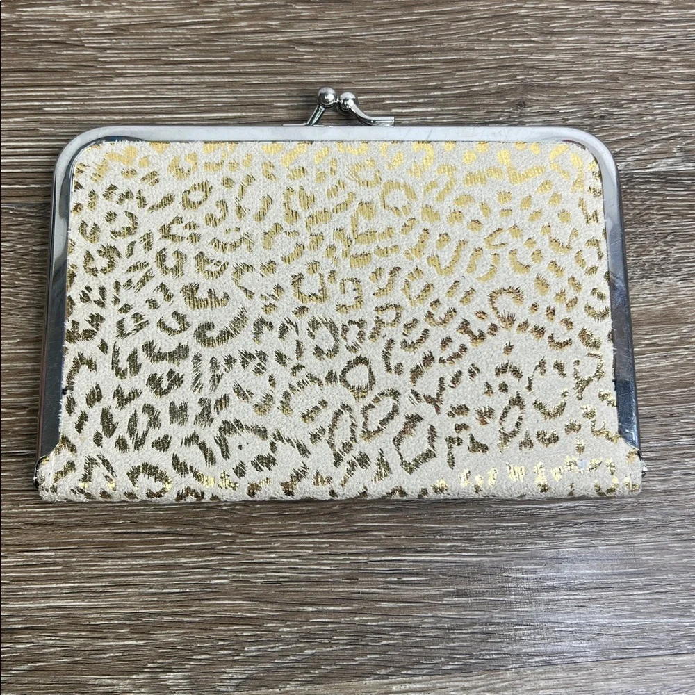 Gold Leopard Print Accordion Photo Wallet Organizer Clutch